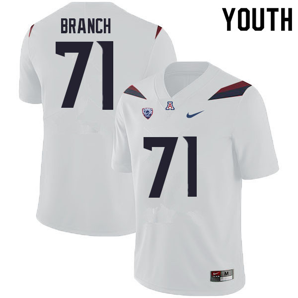 Youth #71 Darrell Branch Arizona Wildcats College Football Jerseys Sale-White - Click Image to Close